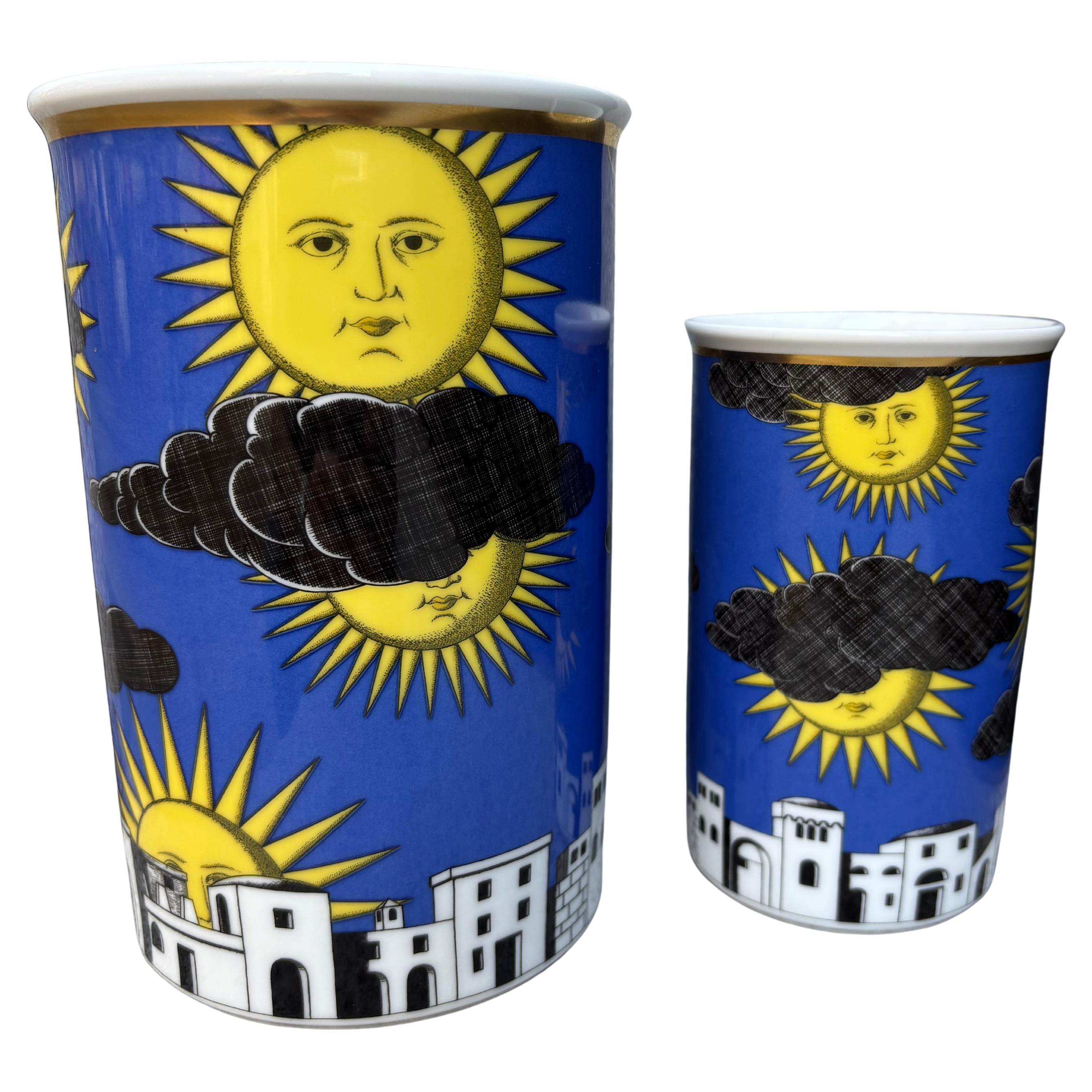 Coppia di vasi in porcellana Fornasetti di Rosenthal