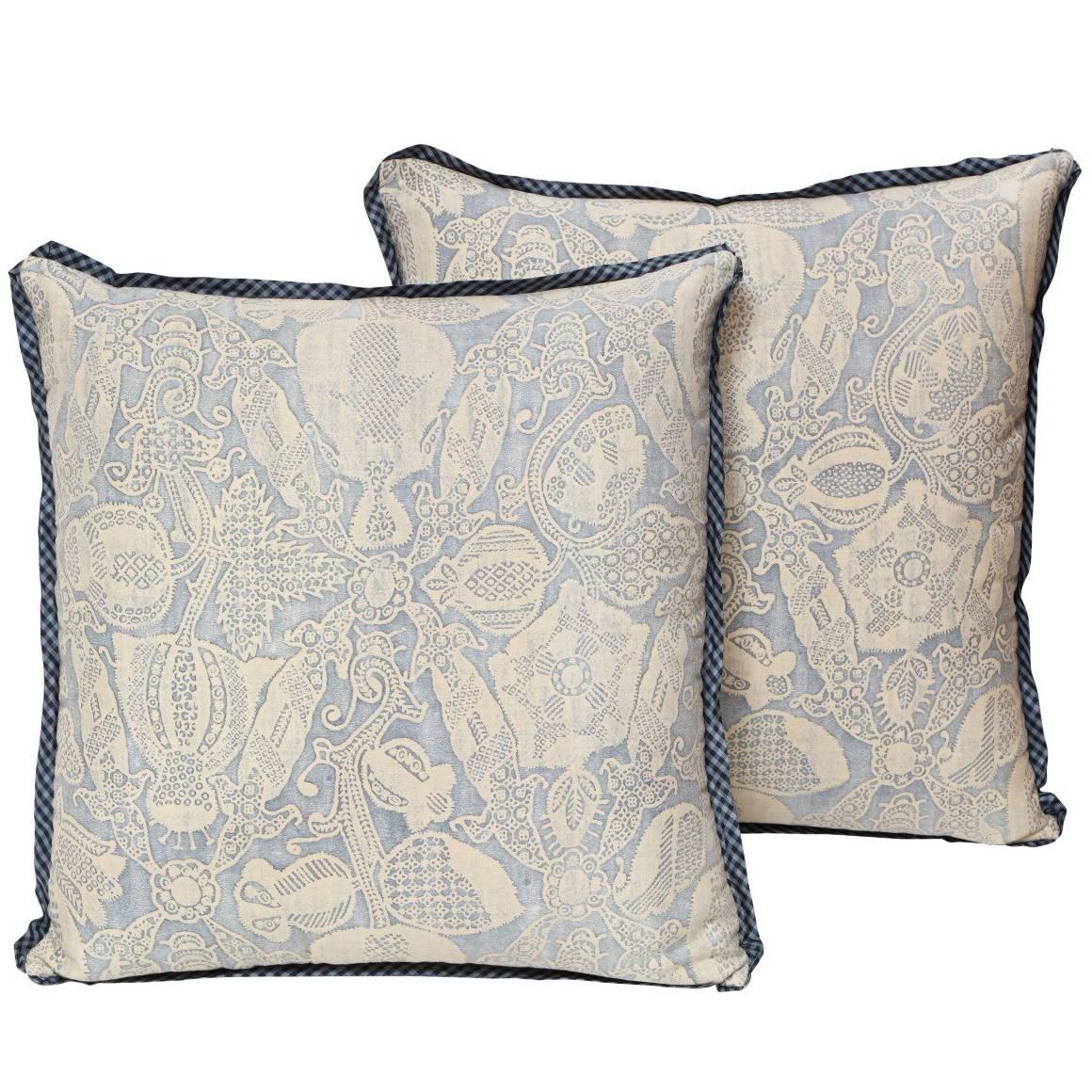 A Pair of Rare Early Fortuny Fabric Cushions 