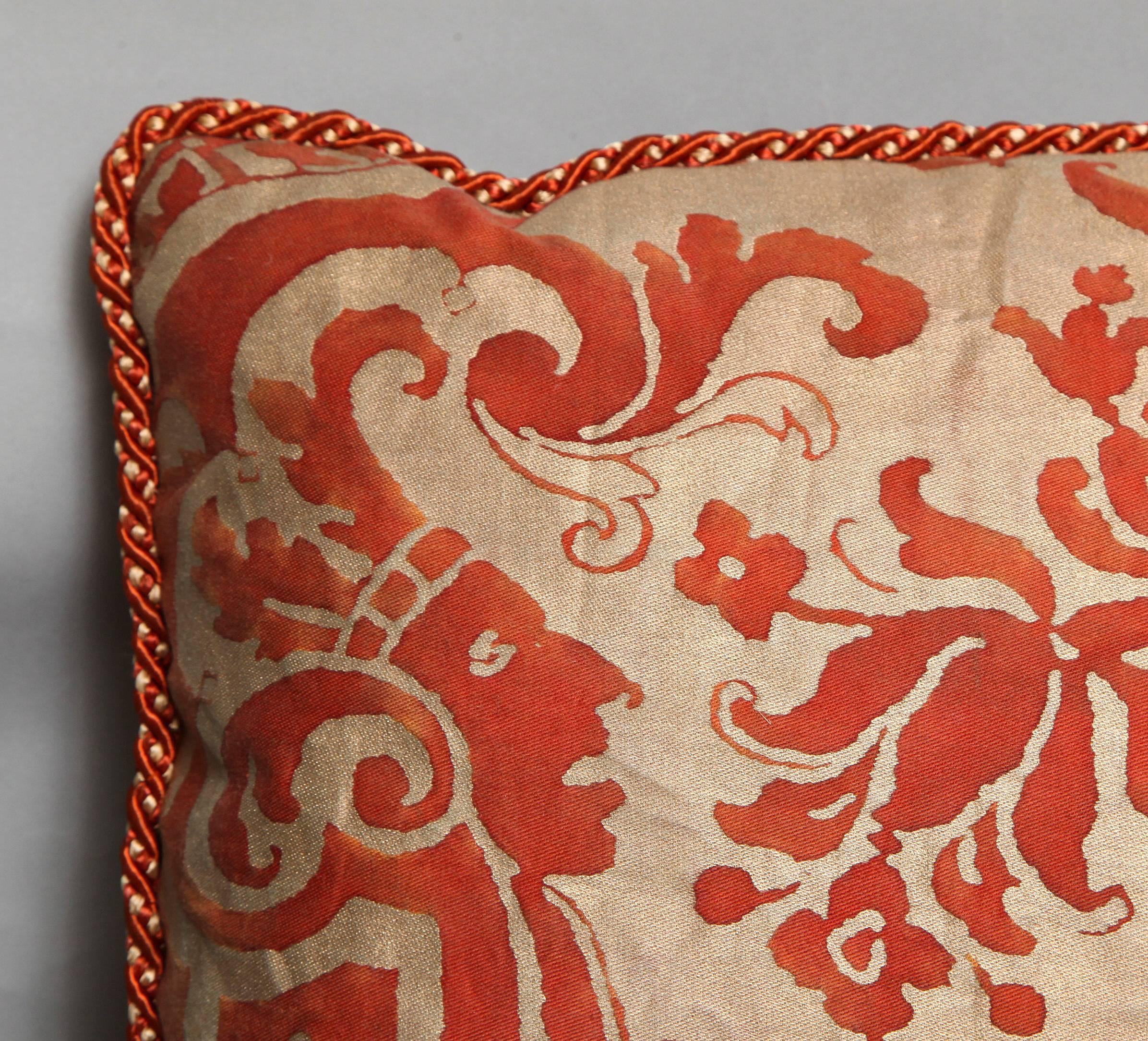 Contemporary Pair of Fortuny Fabric Cushions in the Carnavalet Pattern