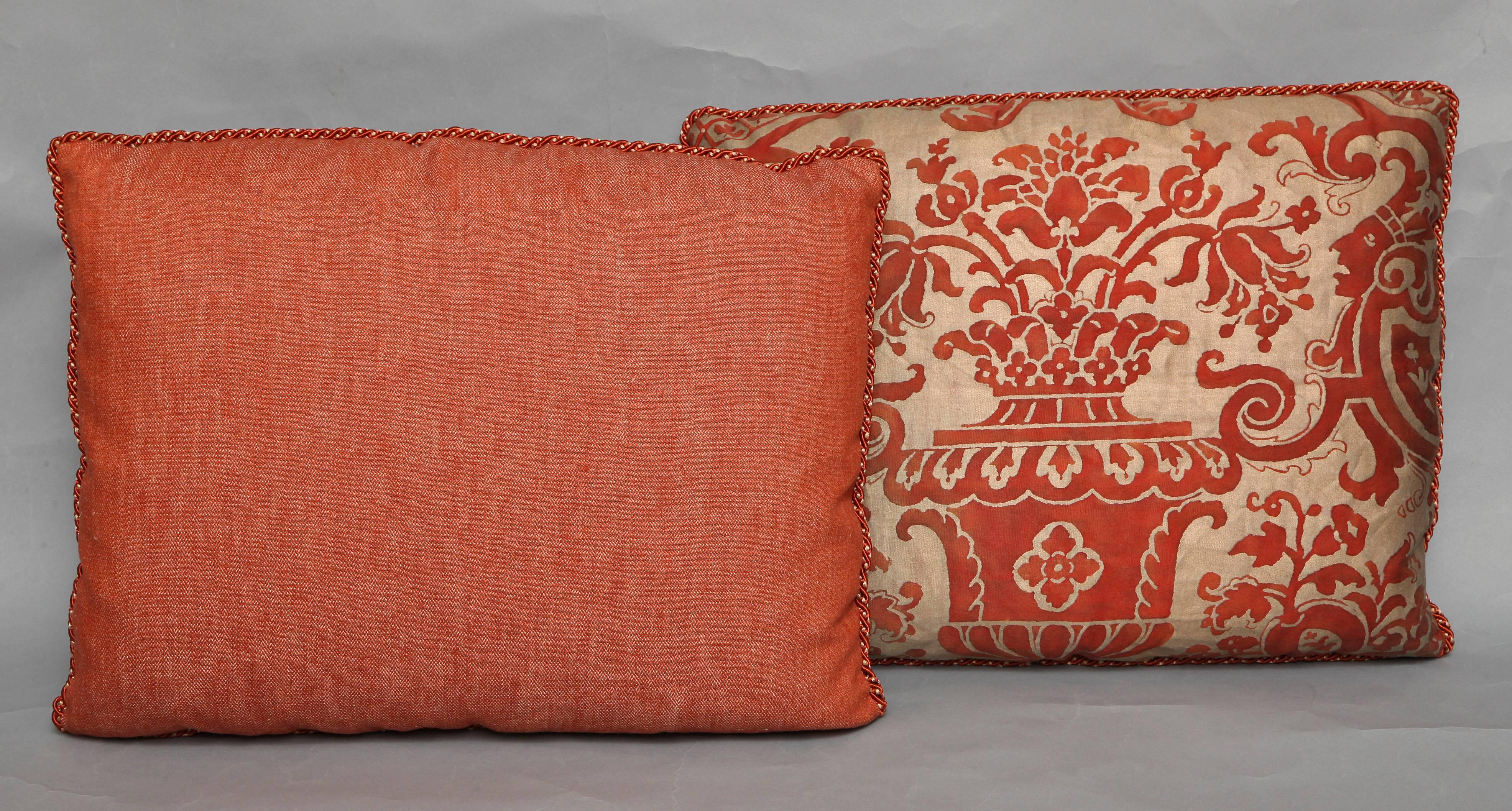 Pair of Fortuny Fabric Cushions in the Carnavalet Pattern 2