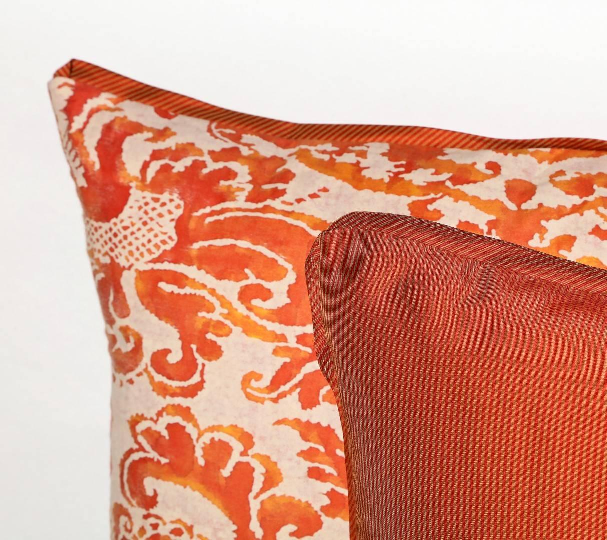 Contemporary Pair of Fortuny Fabric Cushions in the Corone Pattern