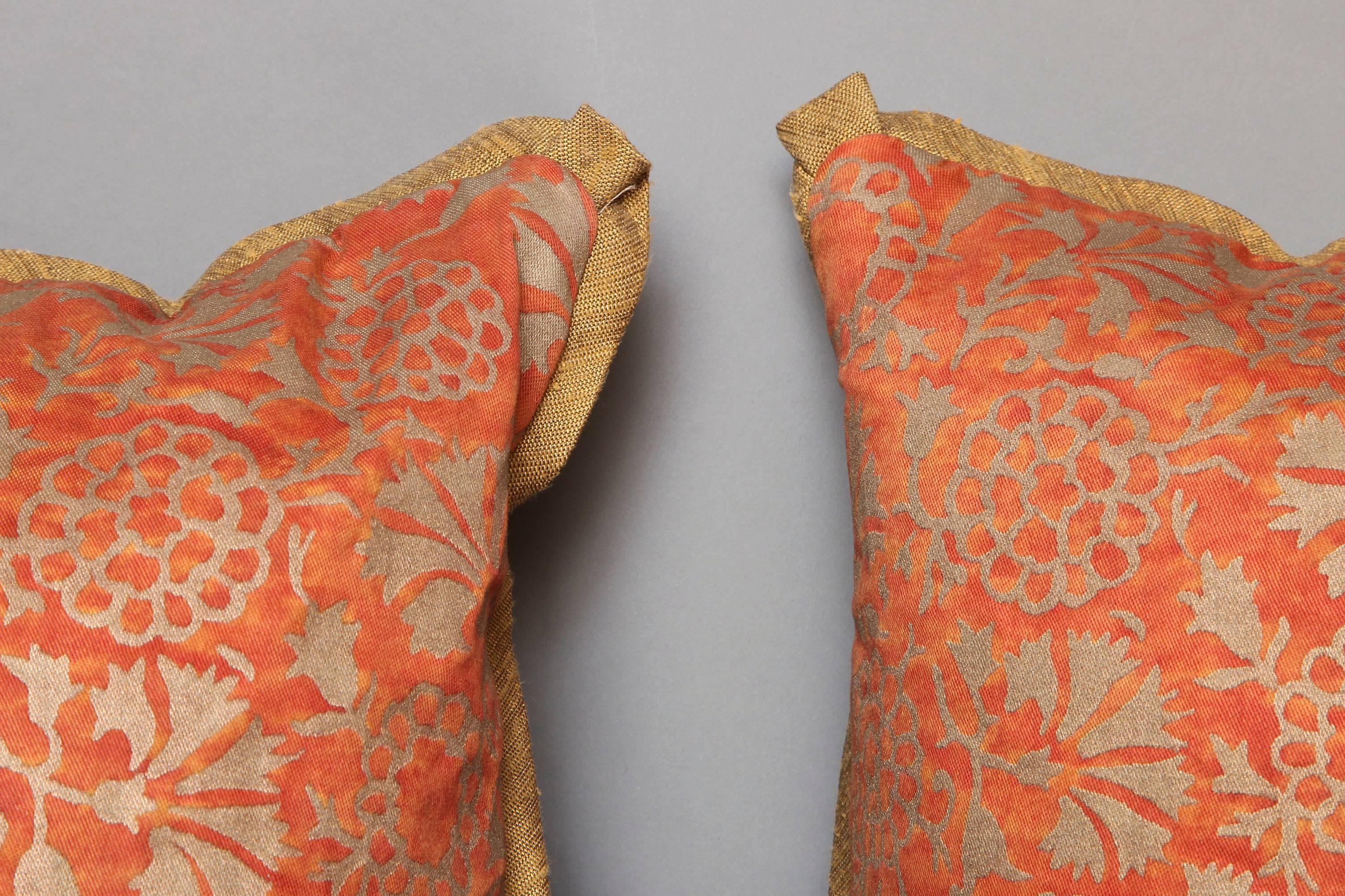 Contemporary Pair of Fortuny Fabric Cushions in the Irani Pattern