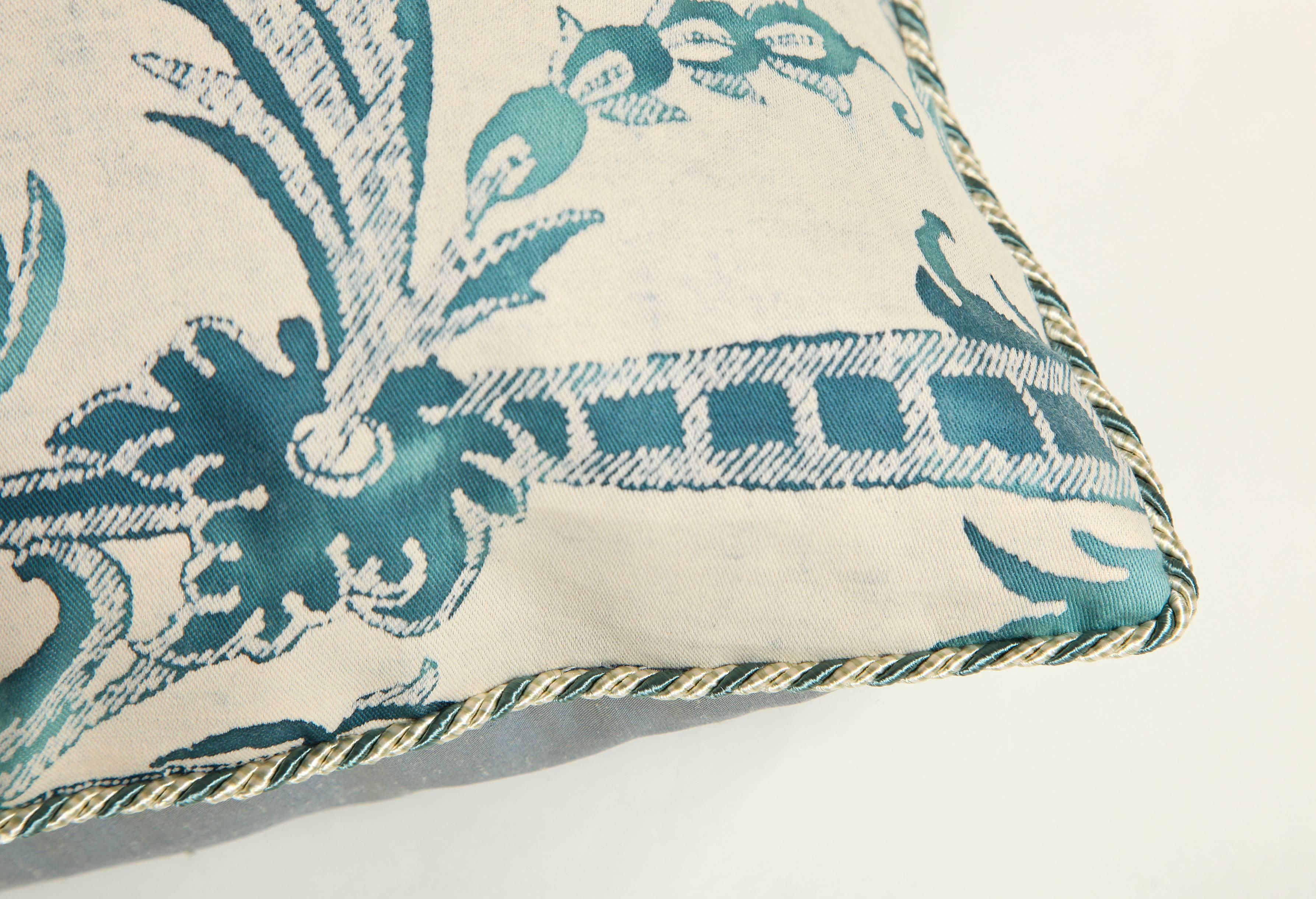Pair of Fortuny Fabric Cushions in the Mazzarino Print 1