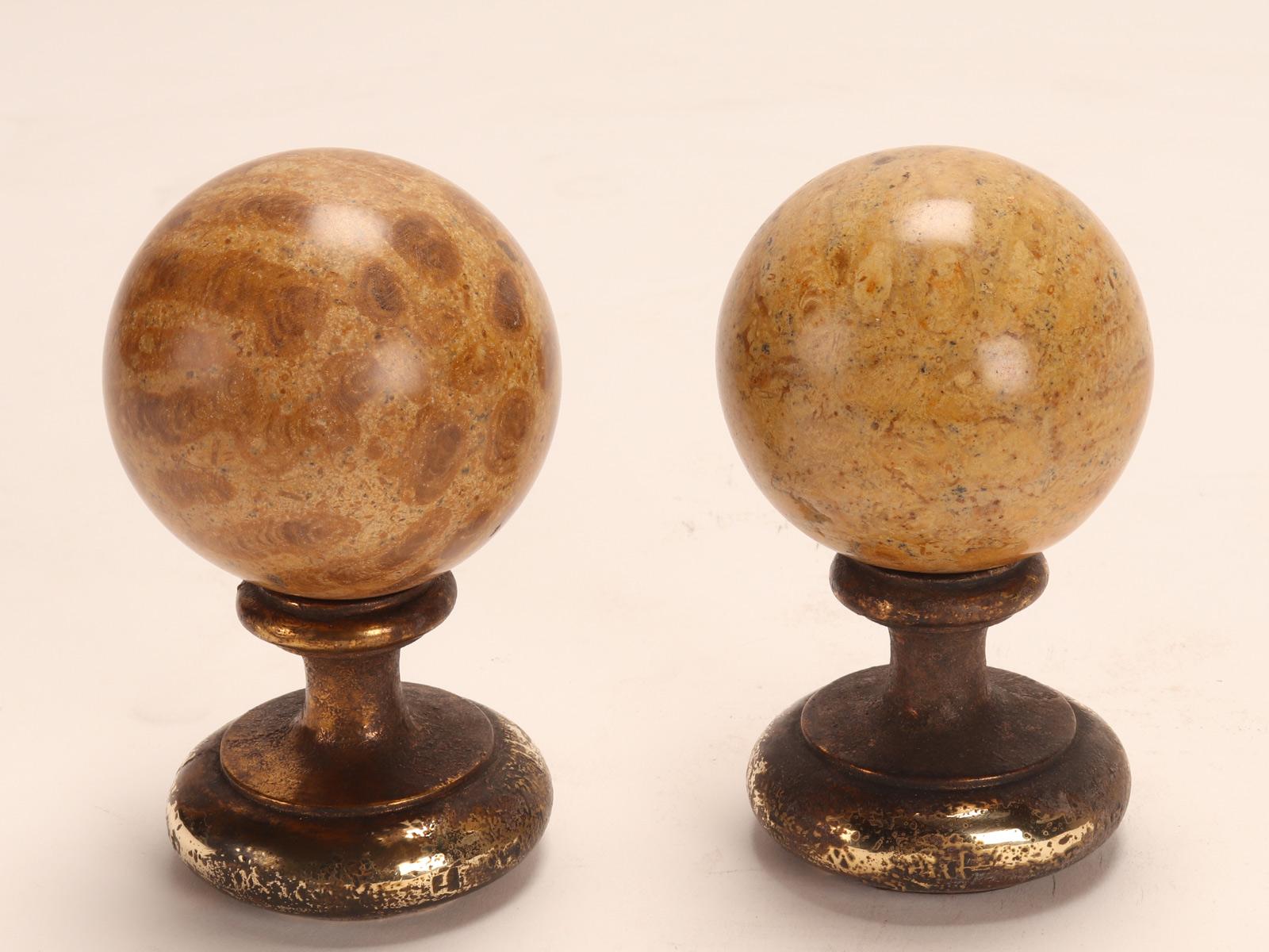 Pair of Fossil Coral Stone Spheres, Italy, 1870 For Sale 6