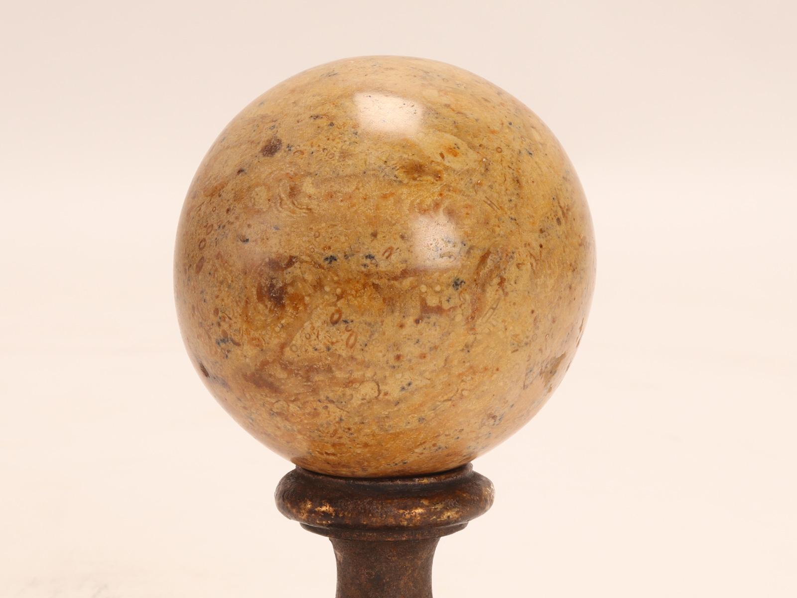 Italian Pair of Fossil Coral Stone Spheres, Italy, 1870 For Sale
