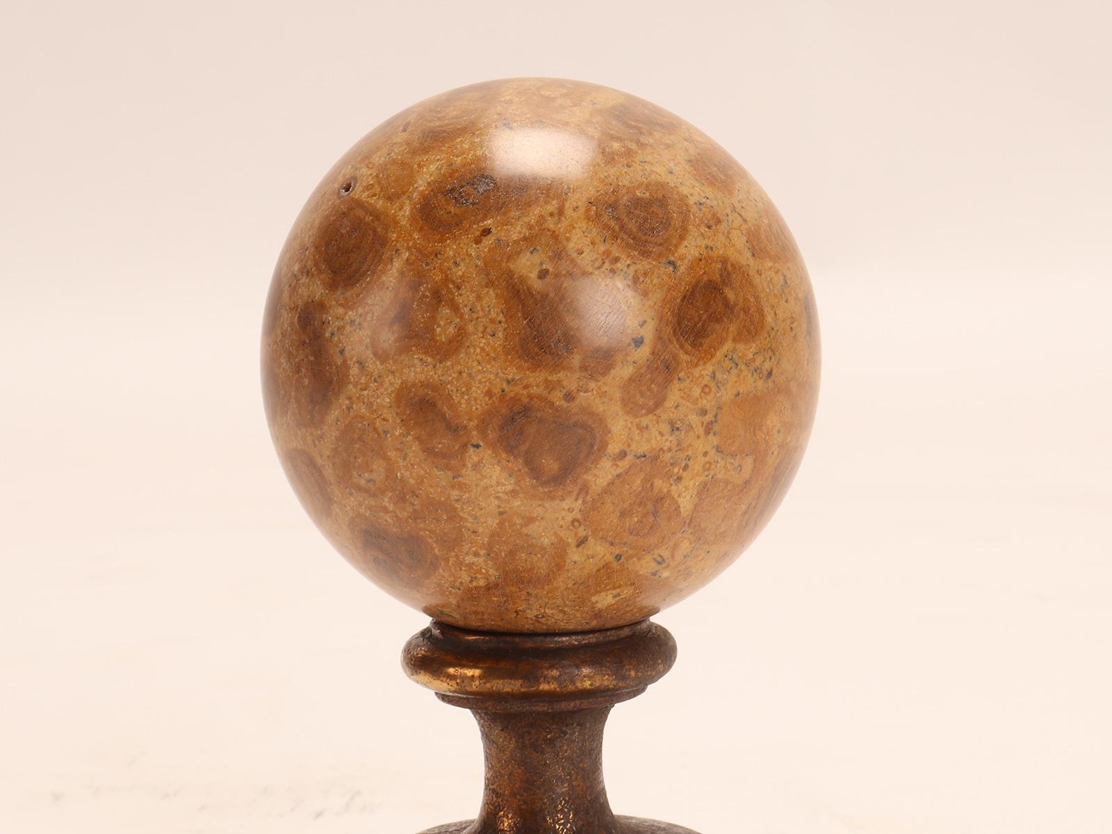 Pair of Fossil Coral Stone Spheres, Italy, 1870 For Sale 2