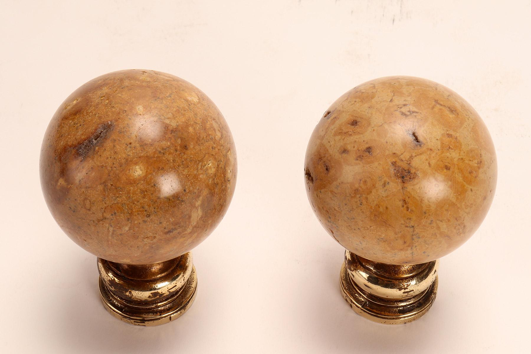 Pair of Fossil Coral Stone Spheres, Italy 1890 For Sale 1