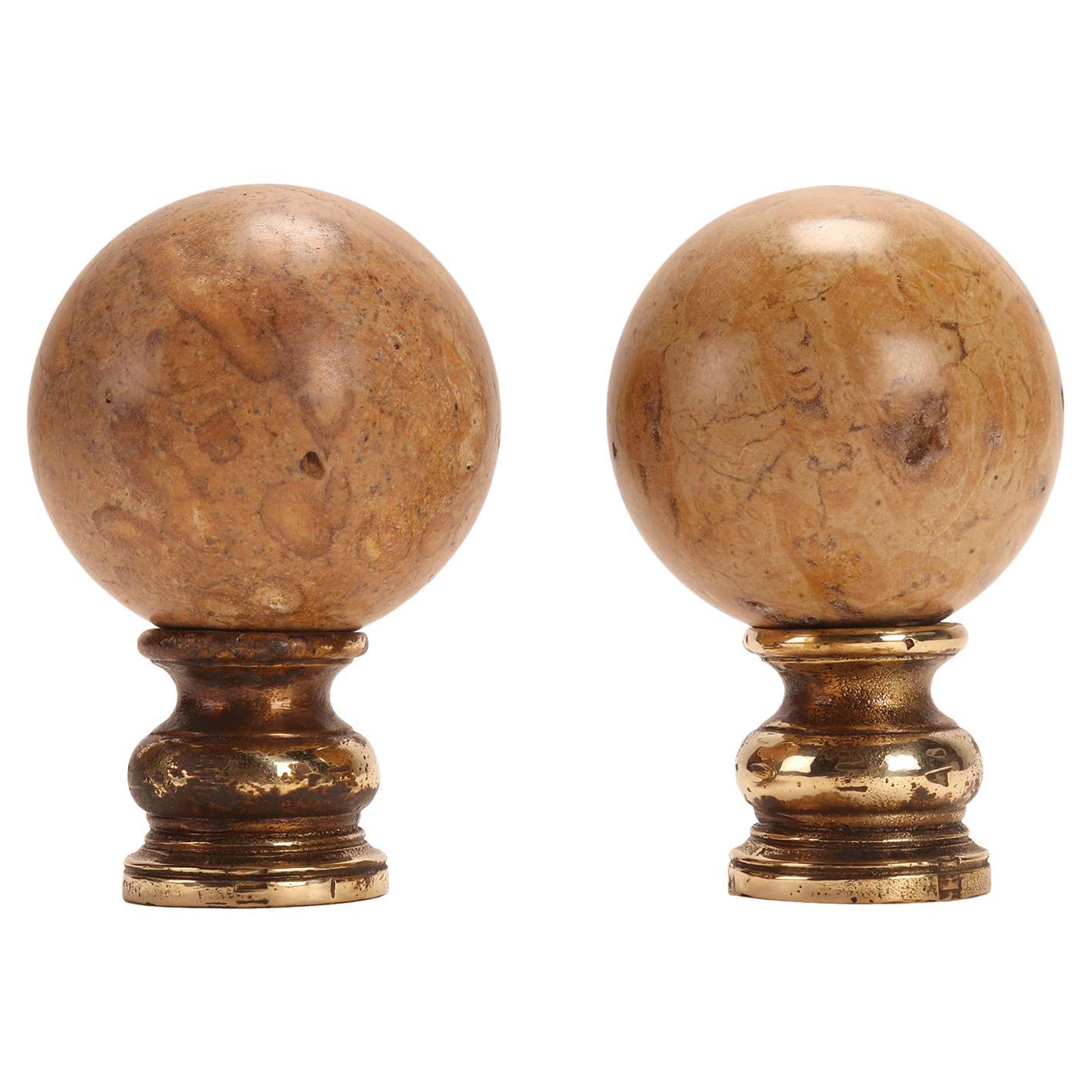 Pair of Fossil Coral Stone Spheres, Italy 1890 For Sale