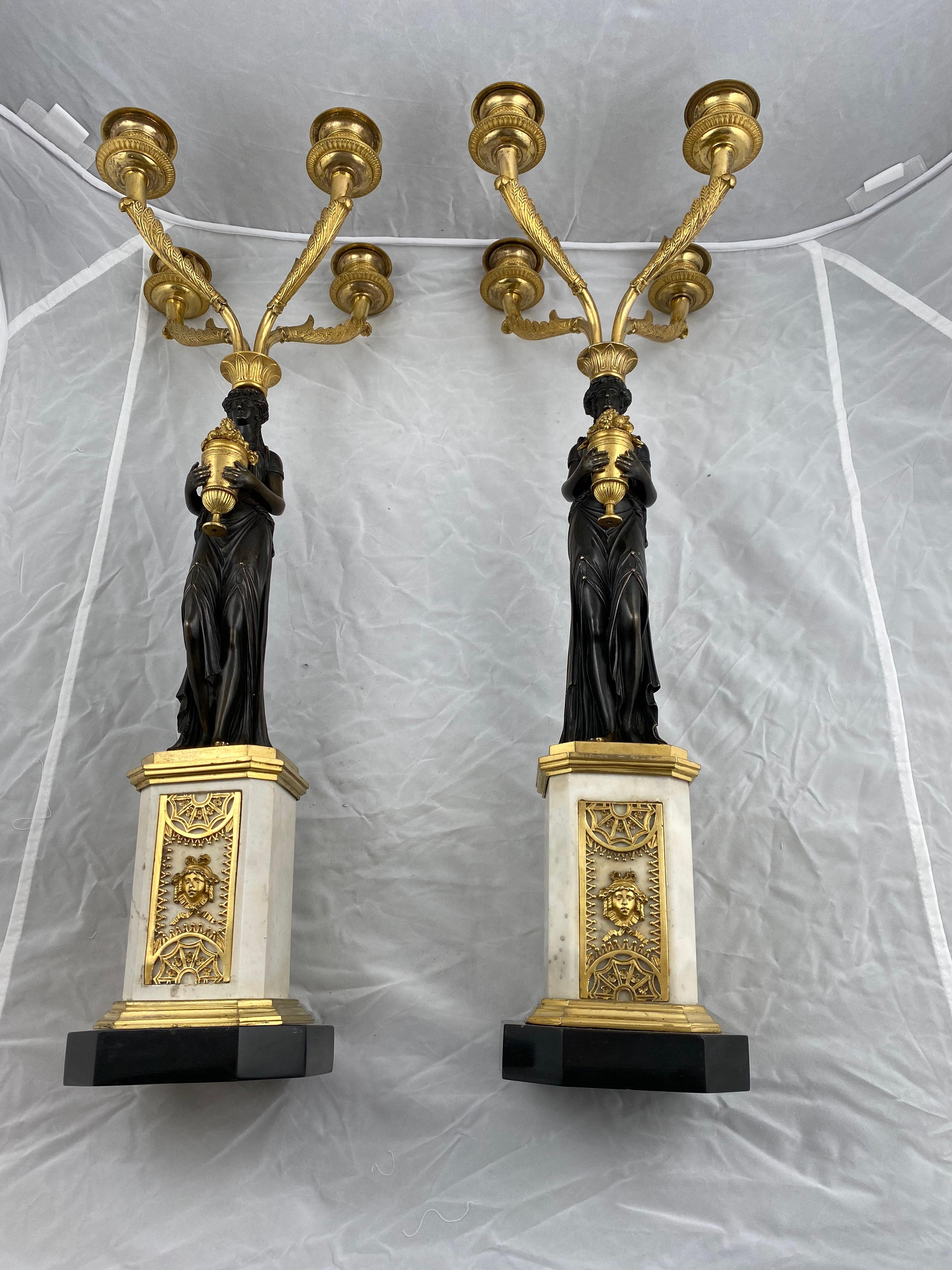 Pair of Four Light Candelabra, Late 18th Century In Good Condition In Stockholm, SE
