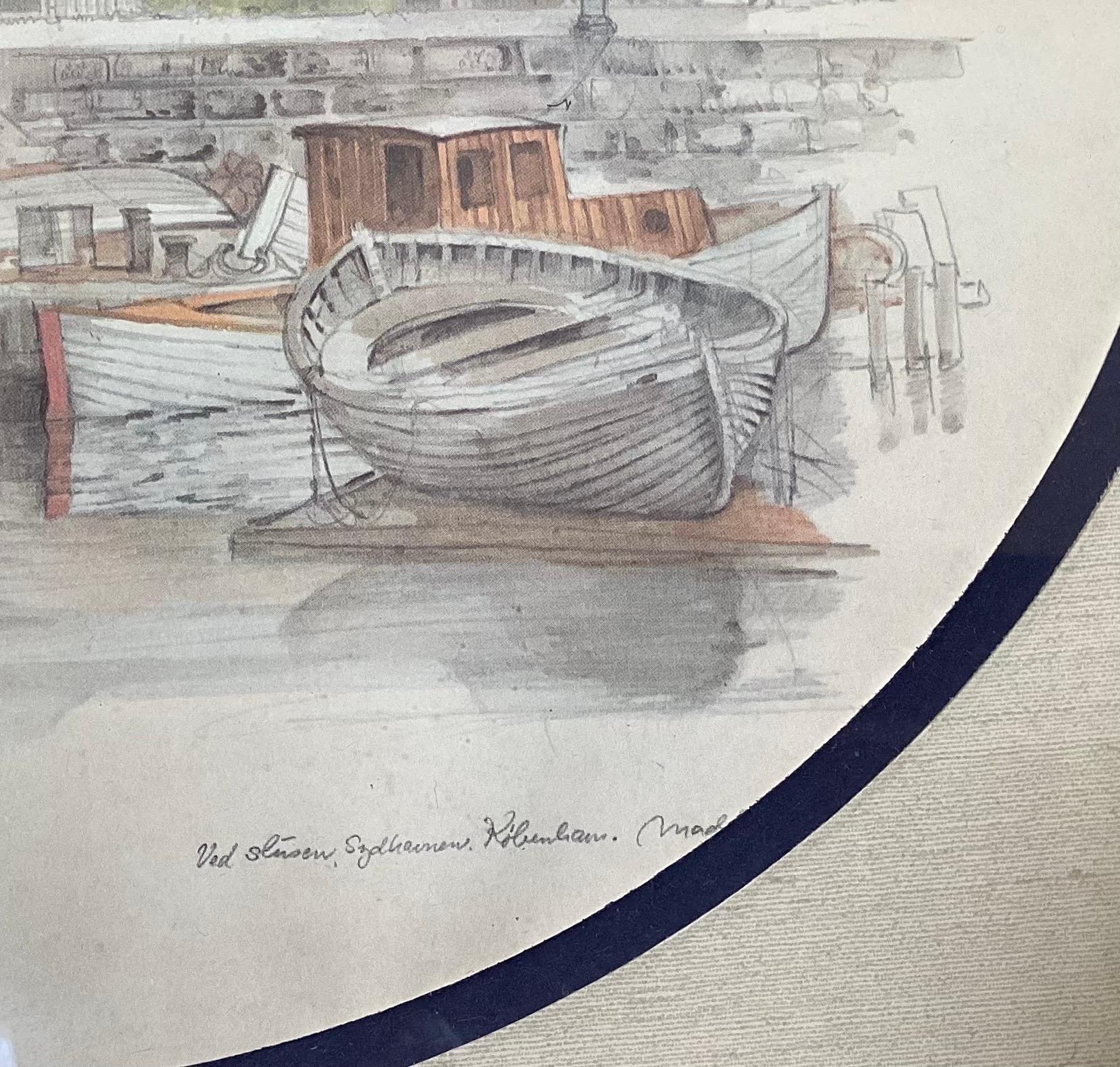 Paire d'aquarelles encadrées Norvège, milieu du XXe siècle Bon état - En vente à Lambertville, NJ