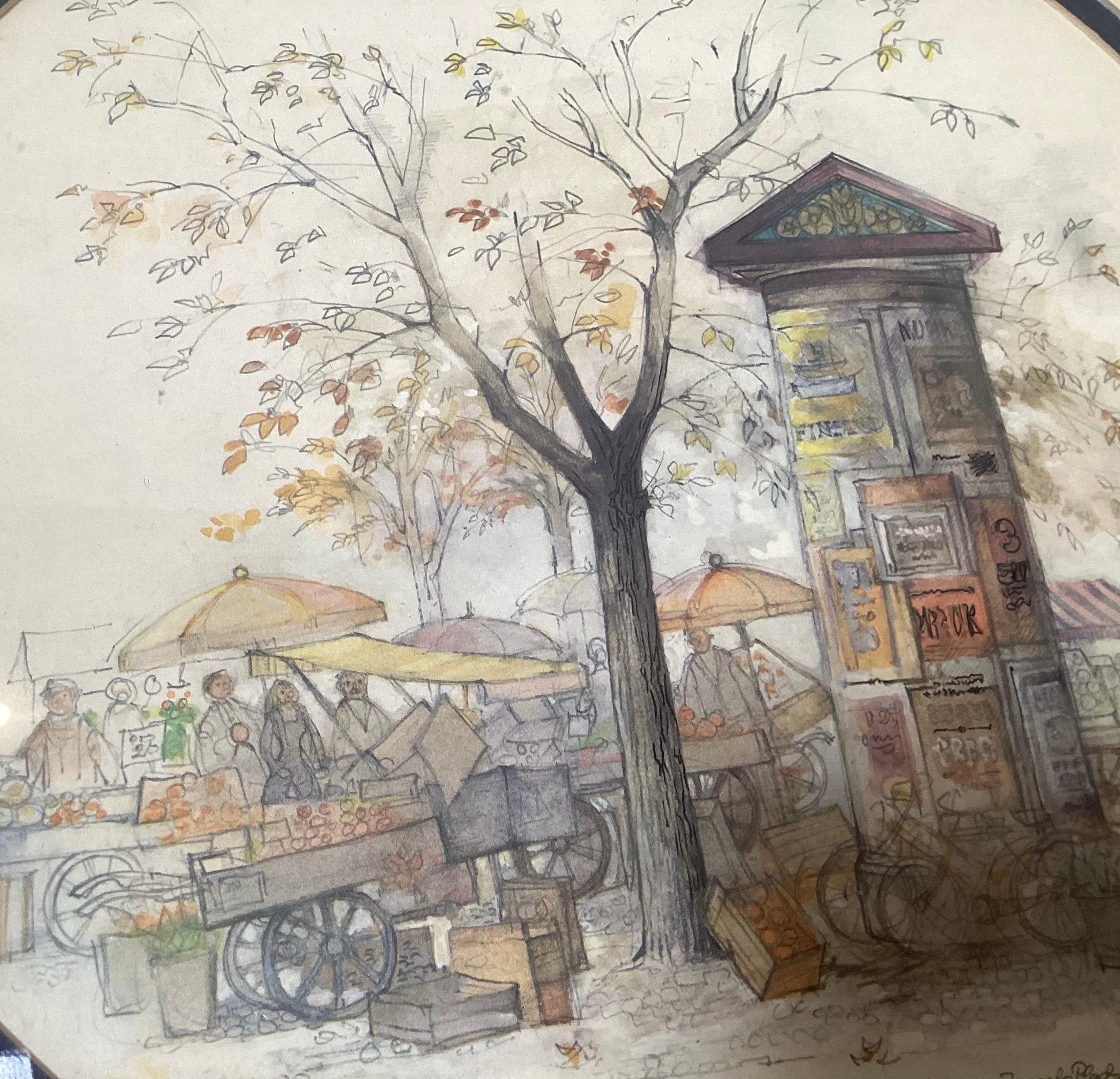 Verre Paire d'aquarelles encadrées Norvège, milieu du XXe siècle en vente
