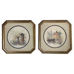 A Pair of Framed Watercolors Norway, Mid 20th Century