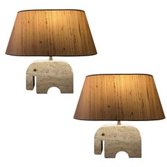 Pair of Fratelli Mannelli Travertine Lamps