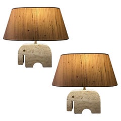 Pair of Fratelli Mannelli Travertine Lamps