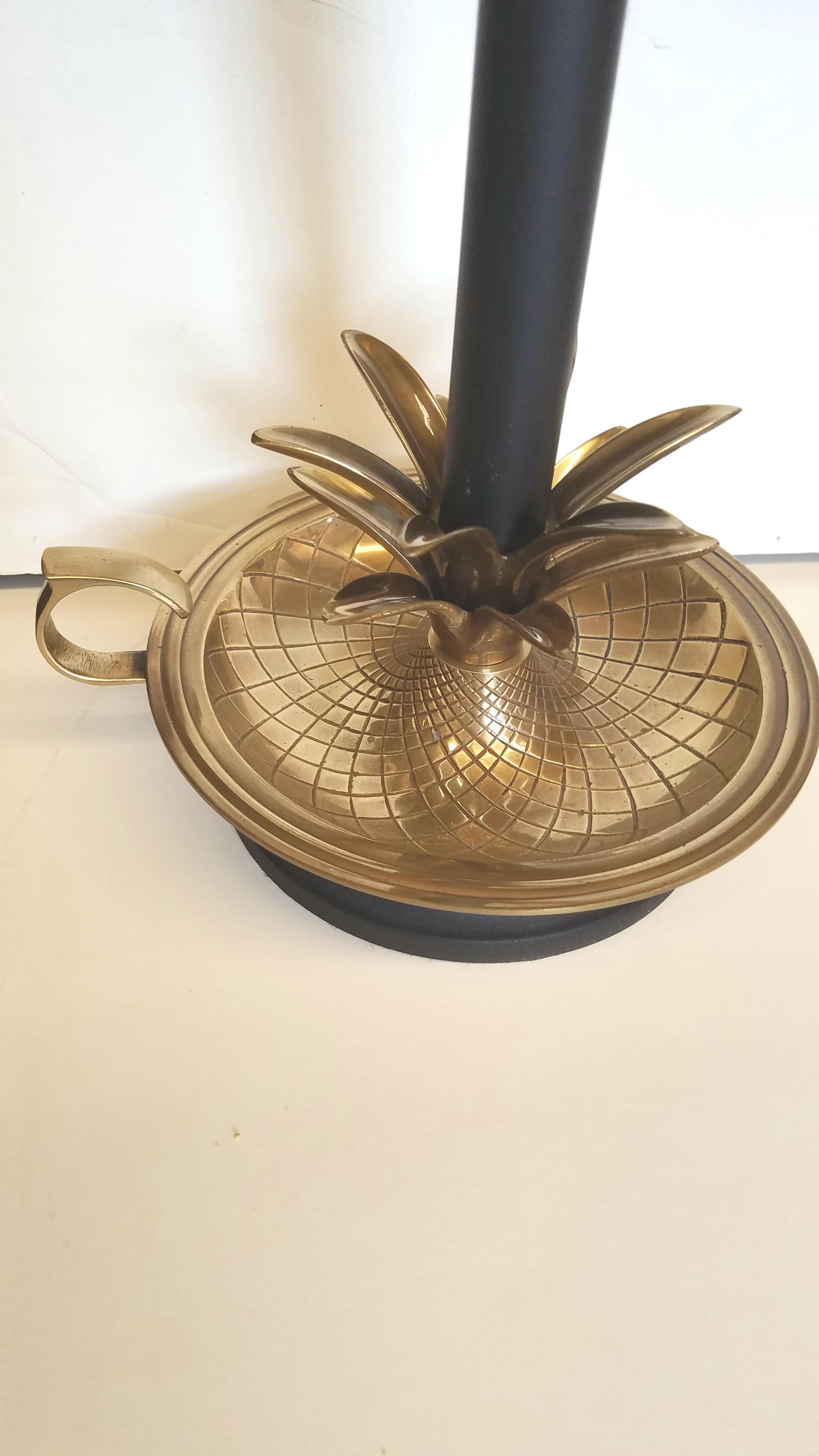 American Pair of Frederic Cooper Brass and Black Candlestick Lamps