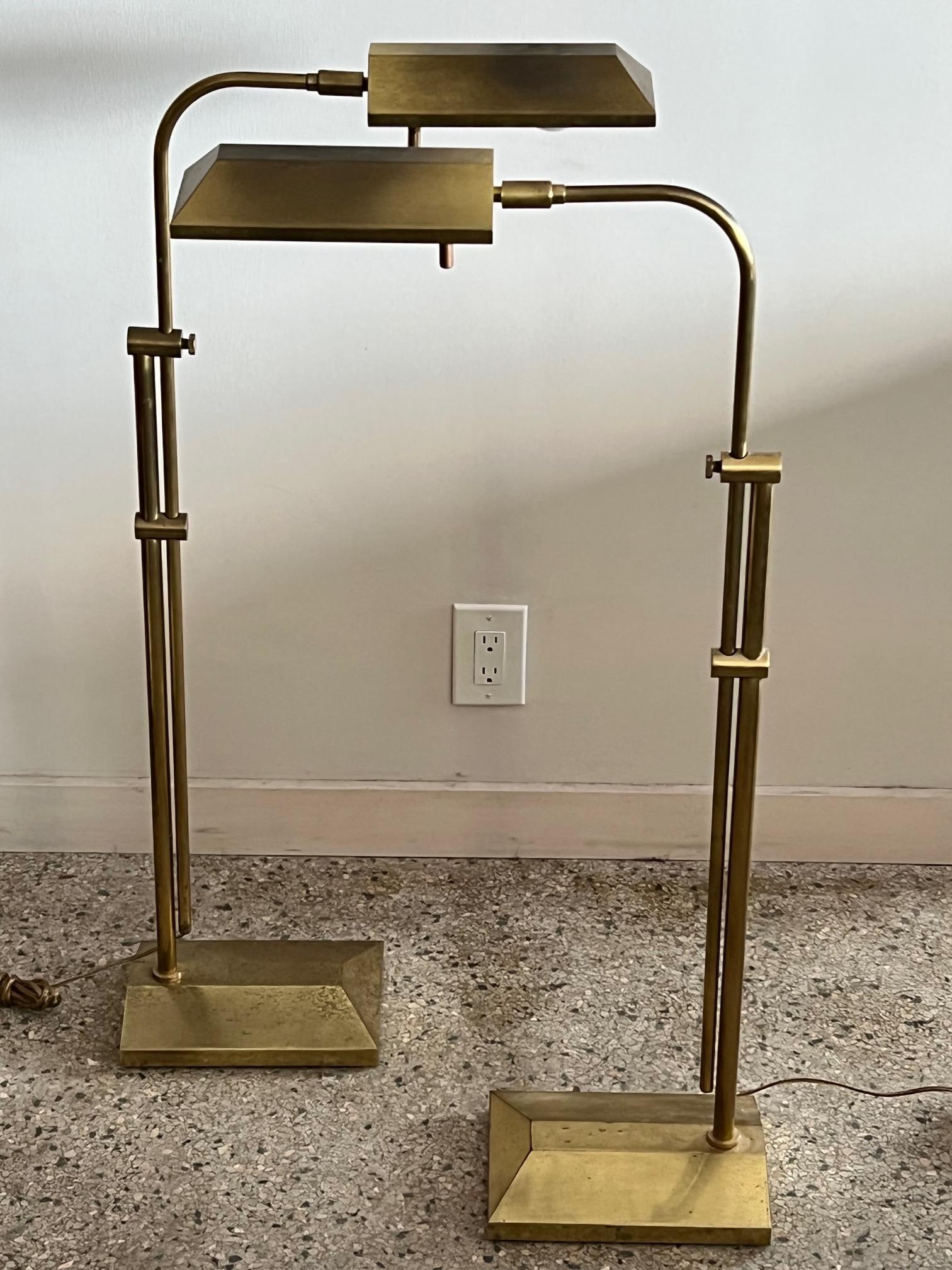 Mid-Century Modern Pair of Frederick Cooper Brass Reading Lamps