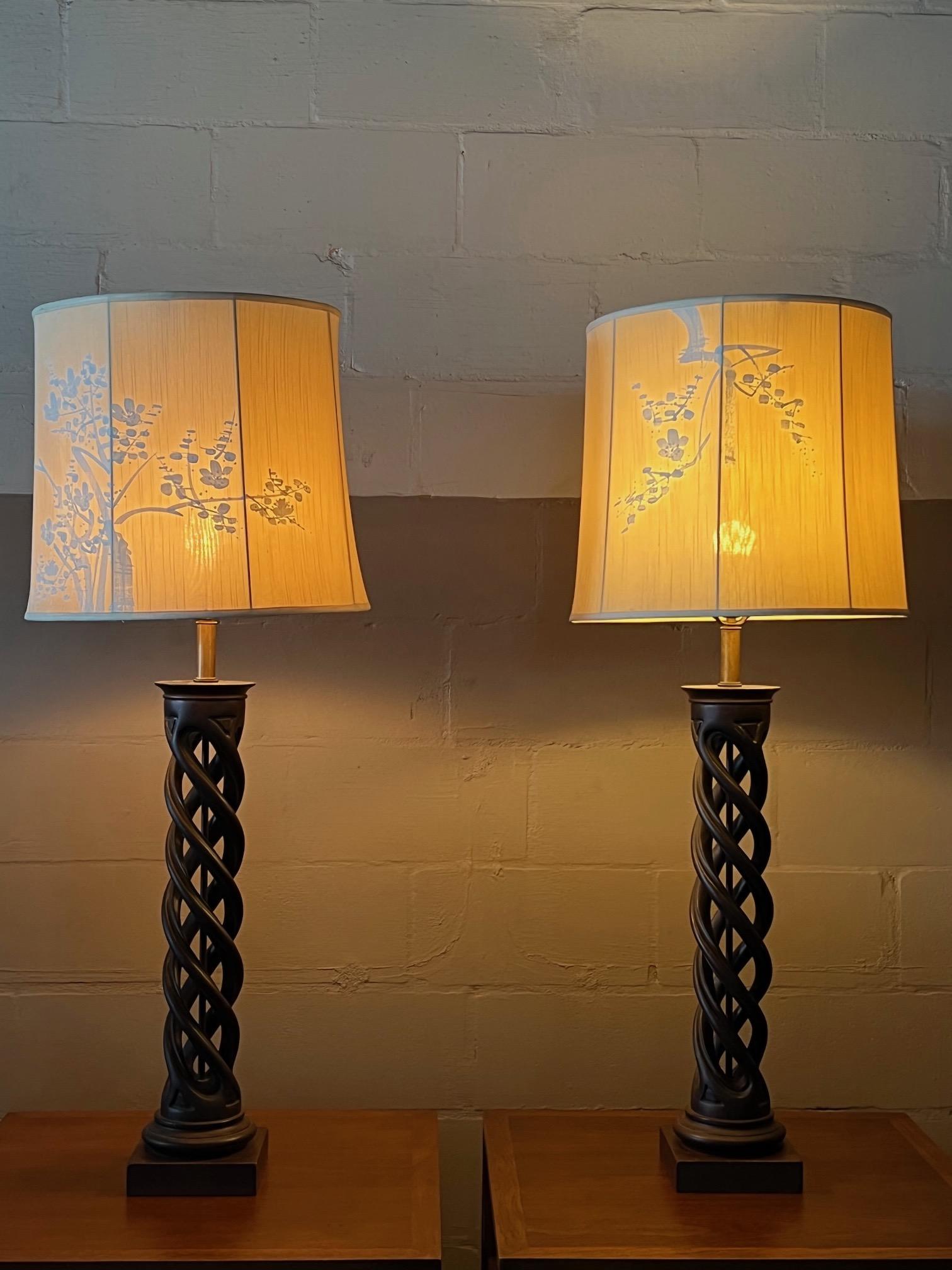 Pair of Frederick Cooper Helix Lamps In Good Condition For Sale In St.Petersburg, FL
