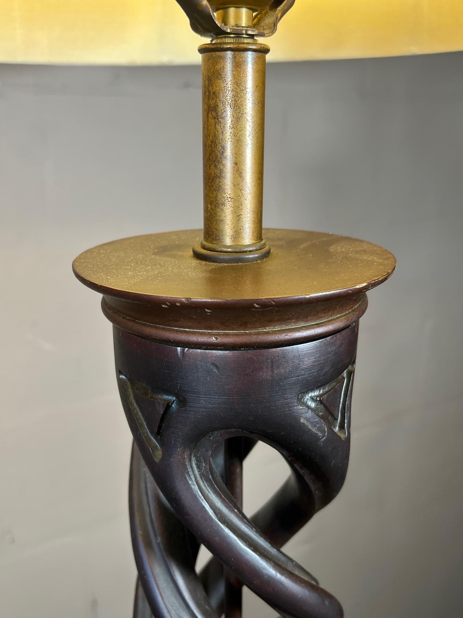 Wood Pair of Frederick Cooper Helix Lamps For Sale