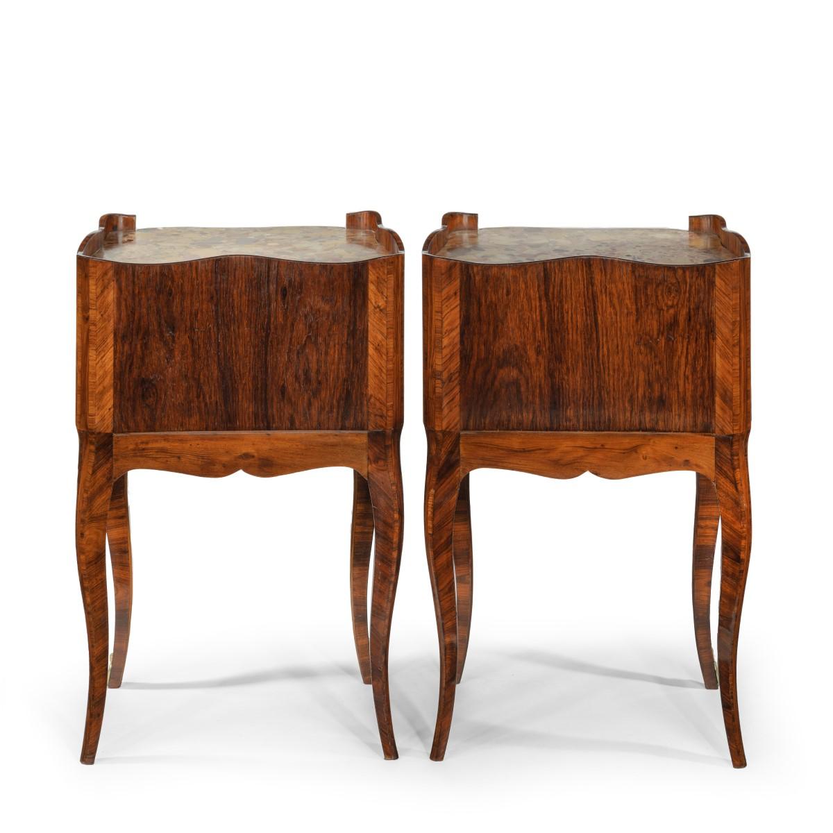 Pair of Freestanding French Kingwood Bedside Cabinets 3