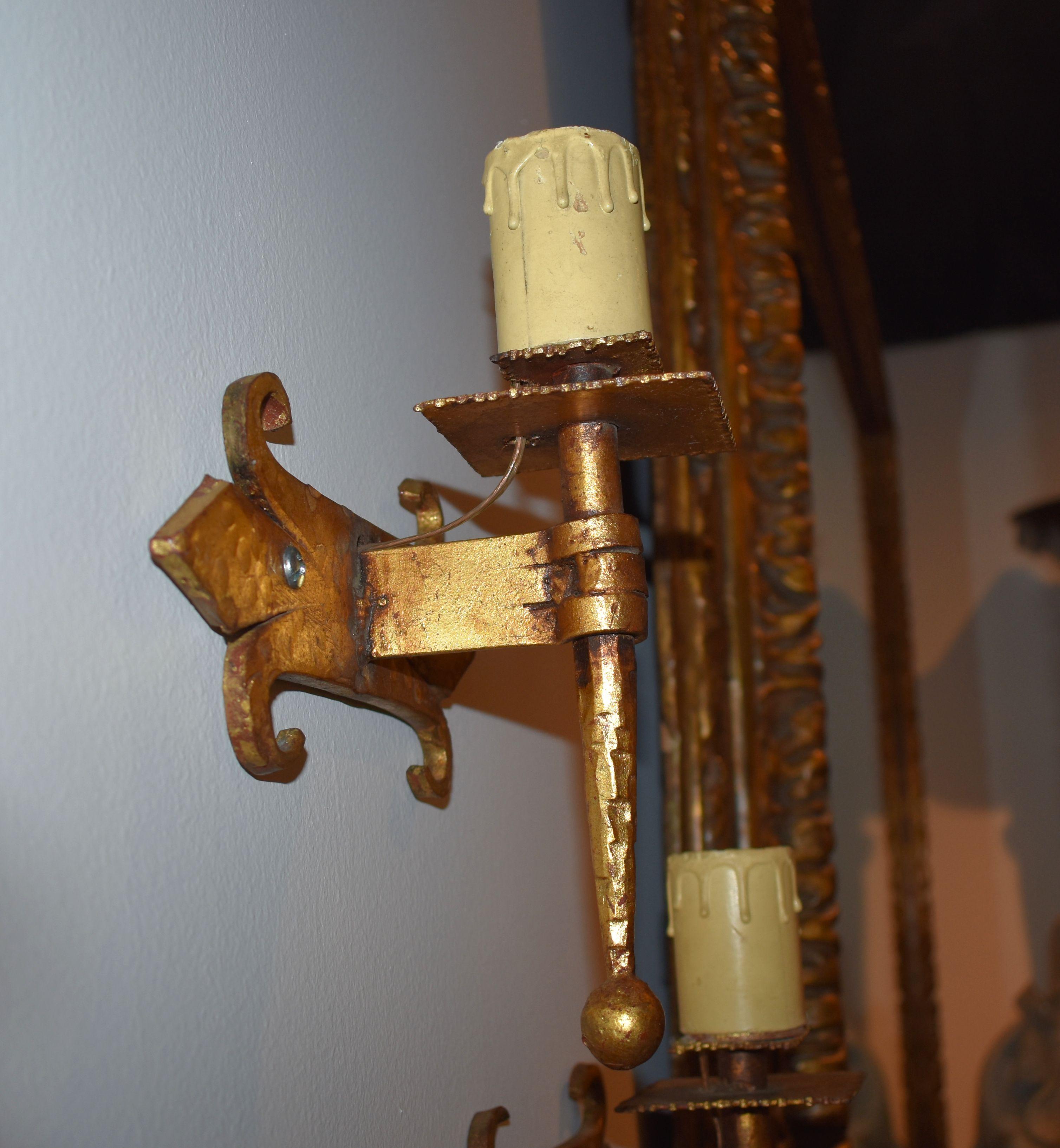 Mid-Century Modern Pair of French 1940s Sconces For Sale