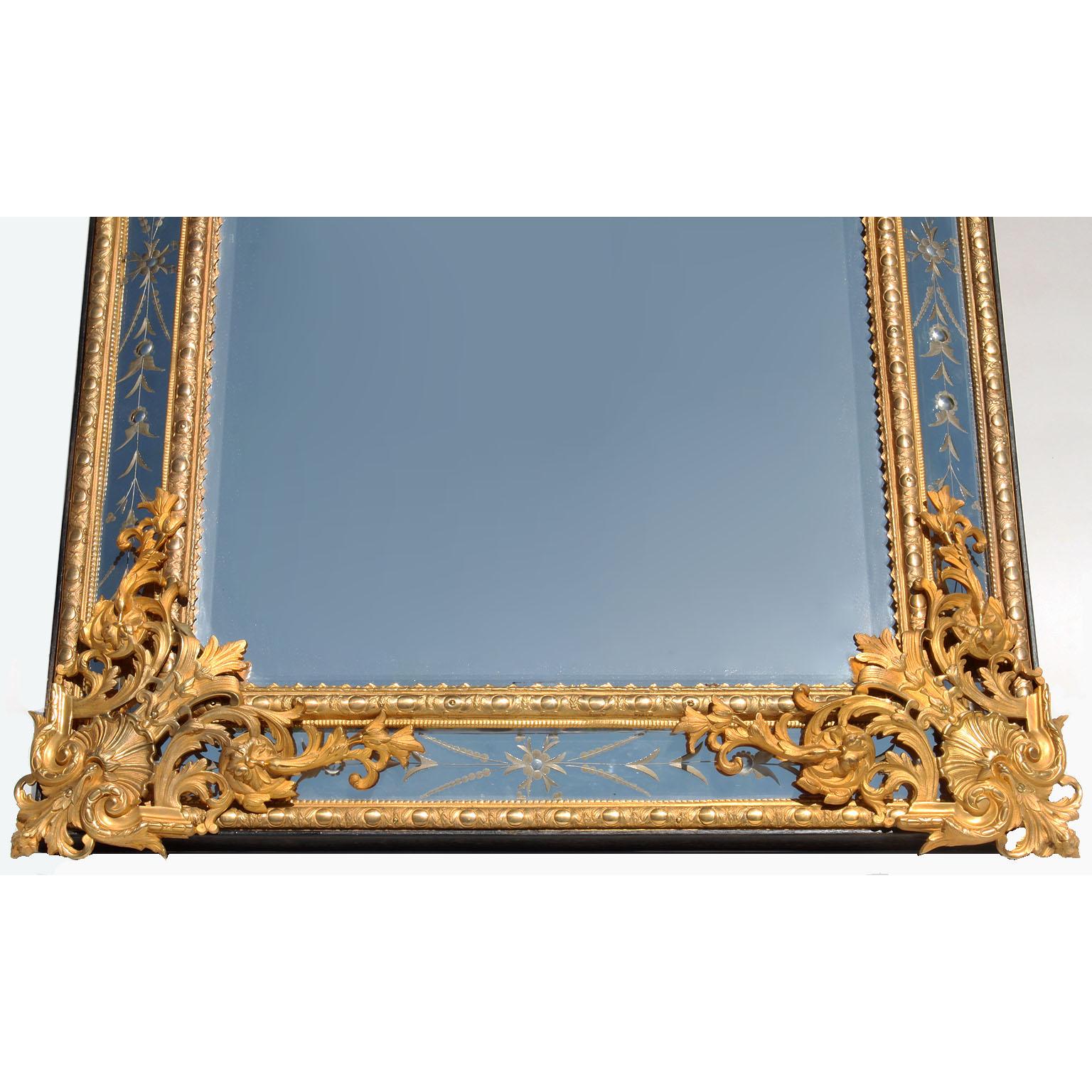 Pair of French 19th-20th Century Louis XIV Style Gilt-Bronze 'Ormolu' Mirrors 3