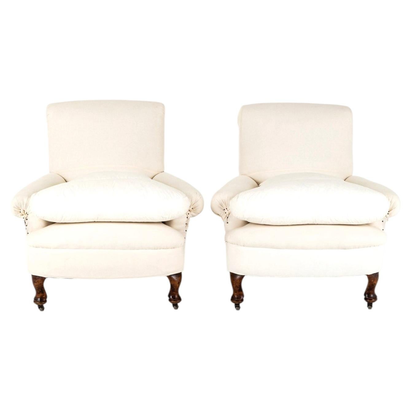 A Pair of French 19th Century Armchairs In Calico