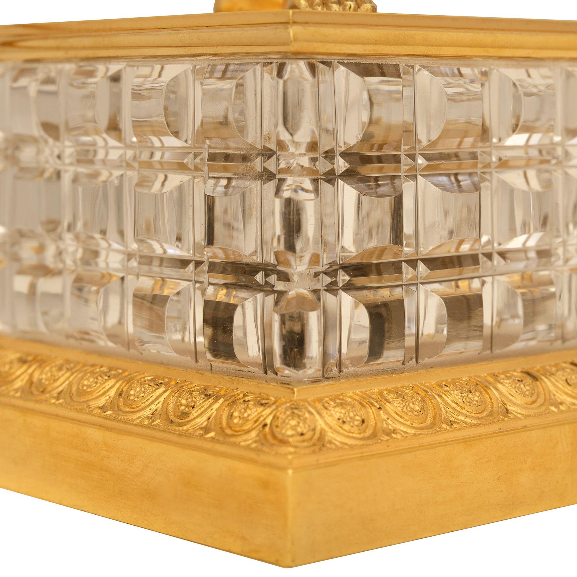 A pair of French 19th century Charles X Period Ormolu and Crystal lamps For Sale 5
