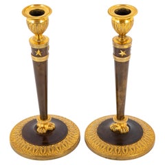 Antique A Pair of French 19th Century Empire Candlesticks