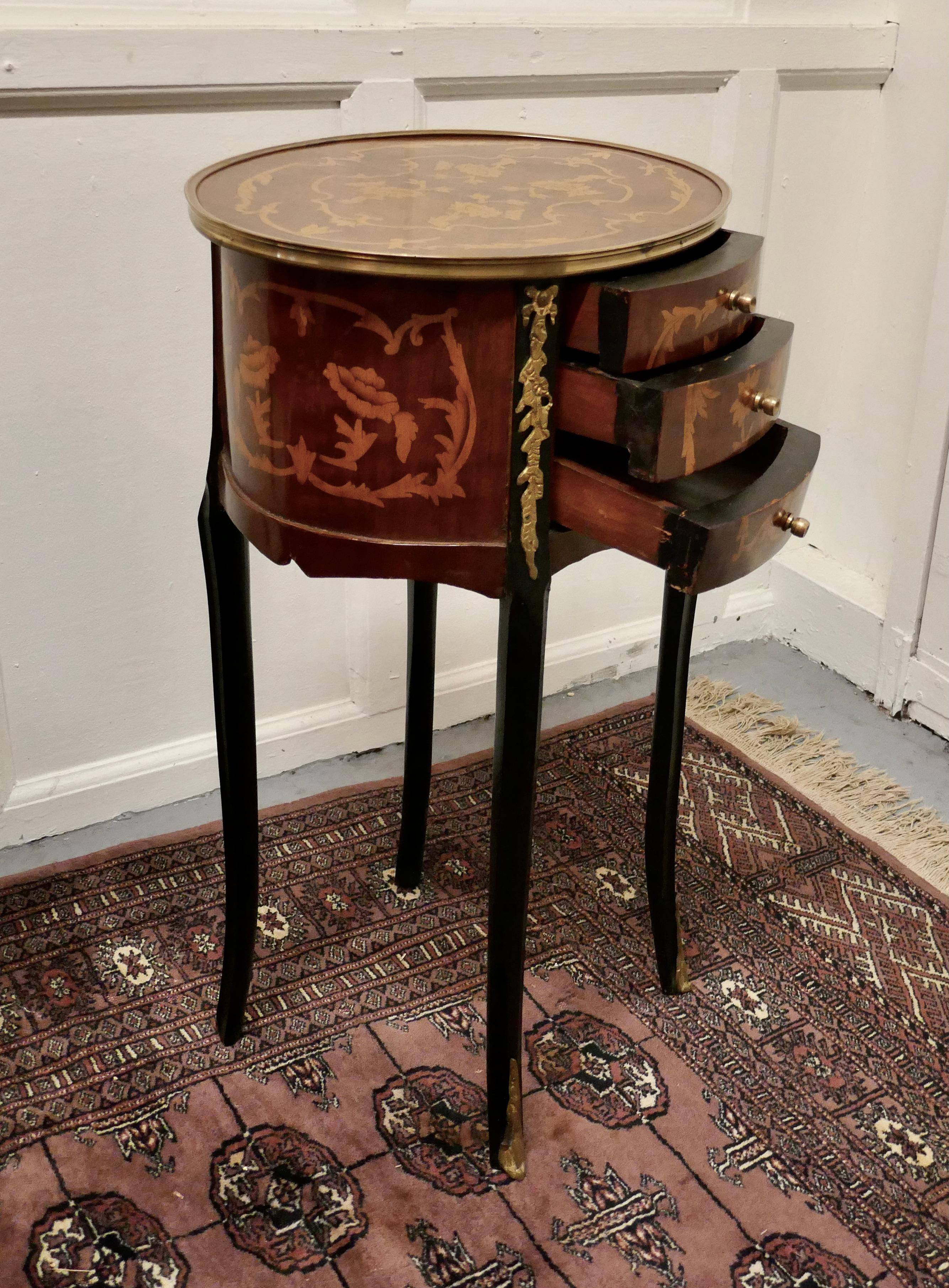 Pair of French 19th Century Inlaid Side Tables or Bedside Cabinets 1