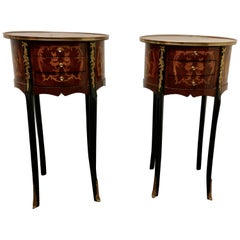 Pair of French 19th Century Inlaid Side Tables or Bedside Cabinets