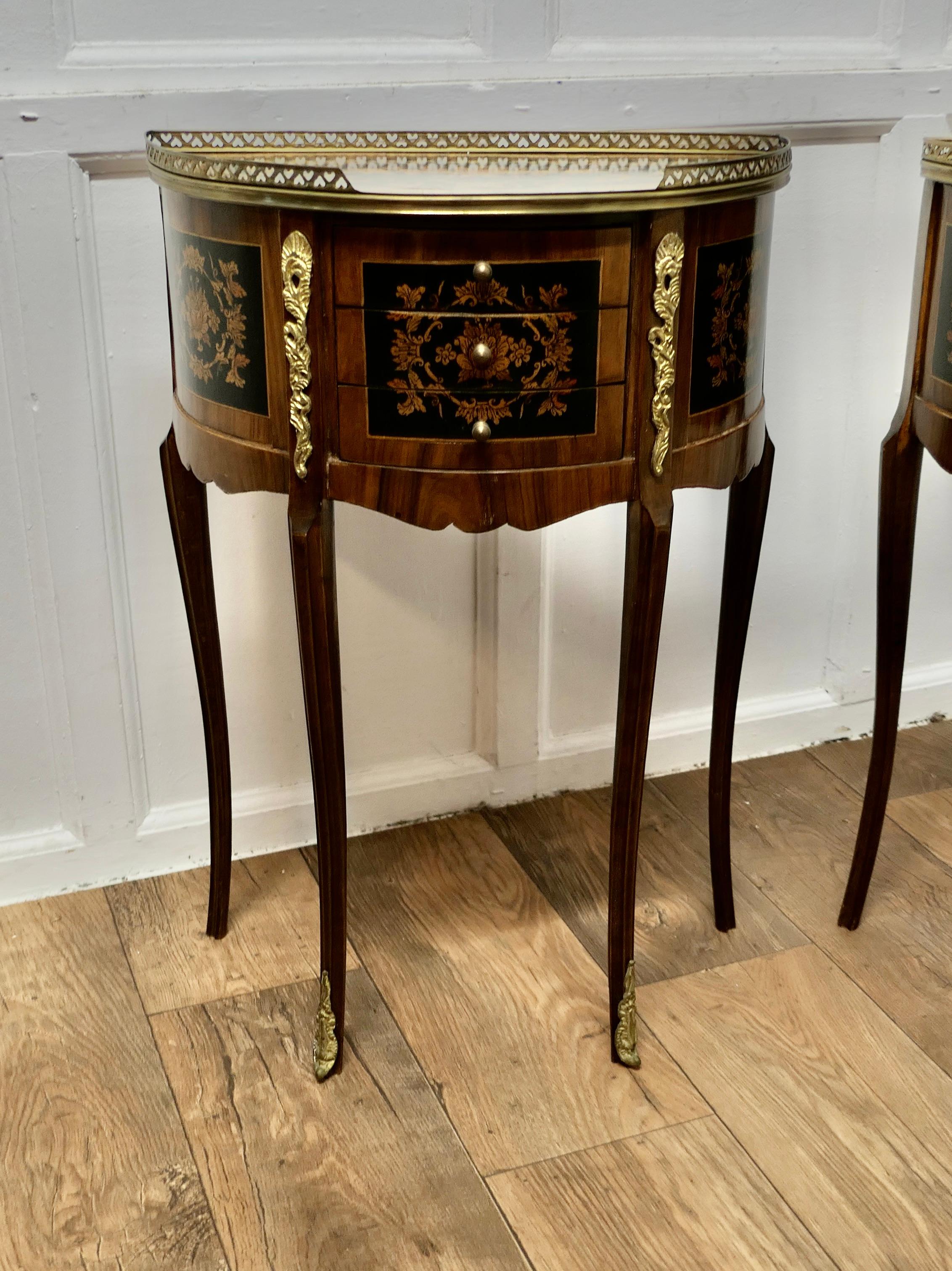 French Provincial A Pair of French 19th Century Leaf Design Small Side Tables or Bedside Cabinets 