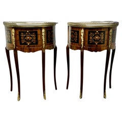 Antique A Pair of French 19th Century Leaf Design Small Side Tables or Bedside Cabinets 