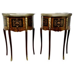 A Pair of French 19th Century Leaf Design Small Side Tables or Bedside Cabinets