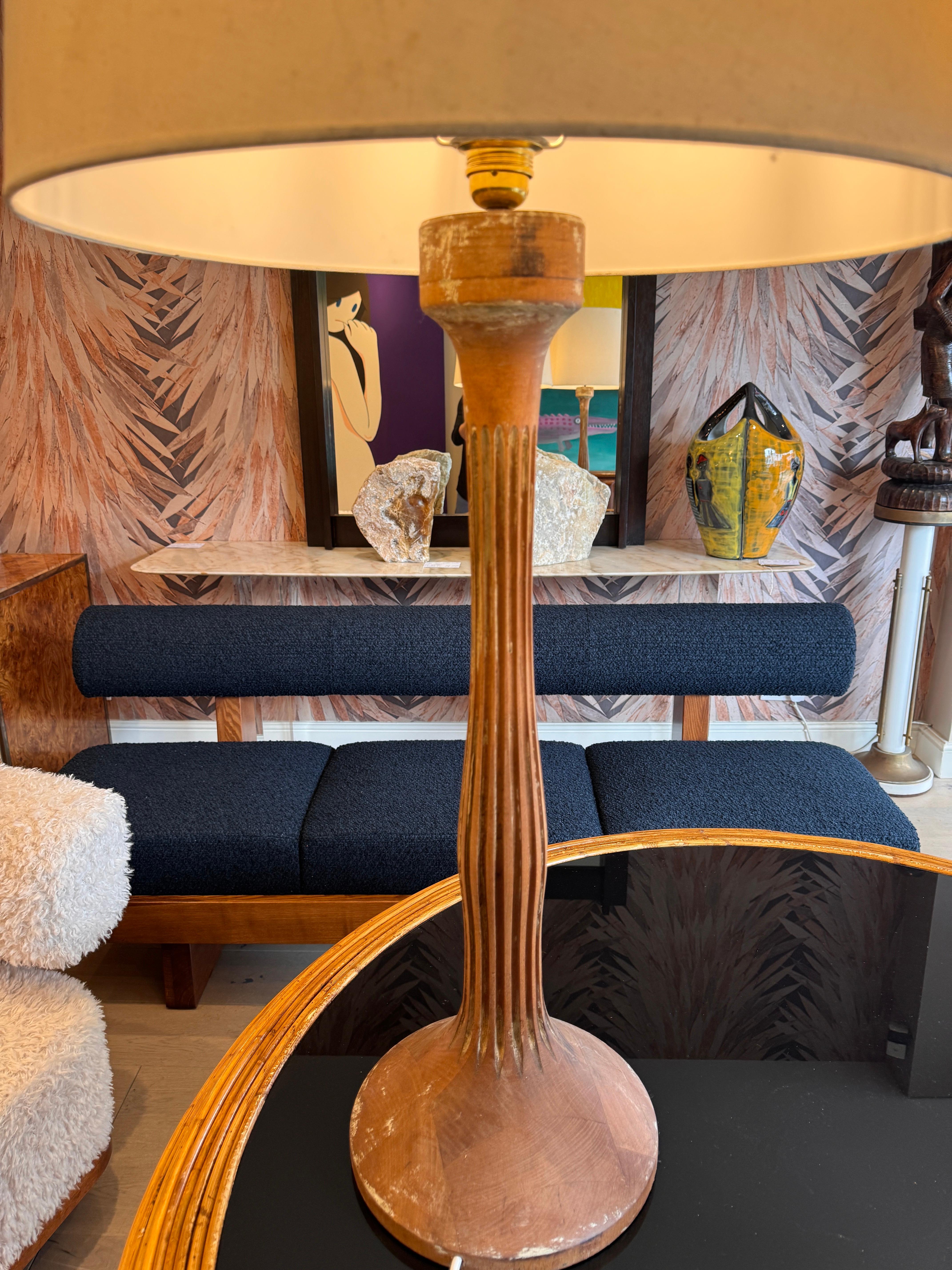 Laiton Paire de lampes de table en chêne vert du 19e siècle français en vente