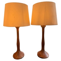 Coppia di lampade da tavolo francesi in Oak Oak del XIX secolo