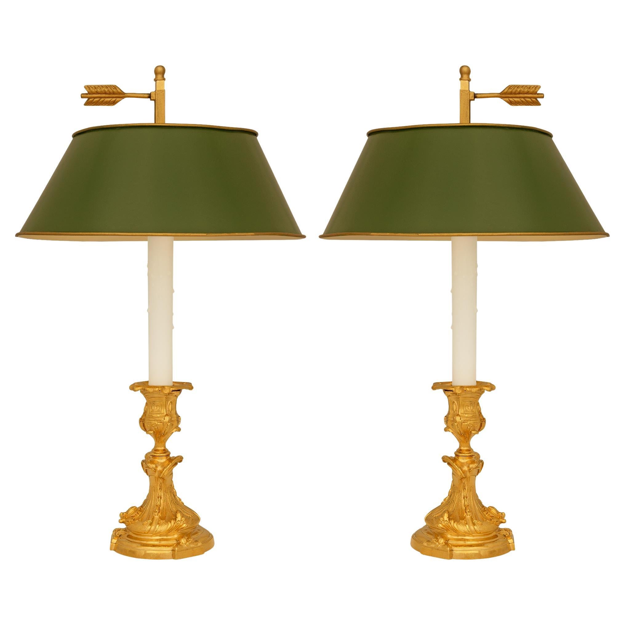 Ein Paar französische Lampen aus Ormolu und Tole Bouillotte aus dem 19. im Angebot