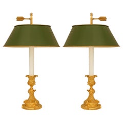 Ein Paar französische Lampen aus Ormolu und Tole Bouillotte aus dem 19.
