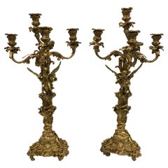 Pair of French 19th. Century Louis XV St. Ormolu Candelabras