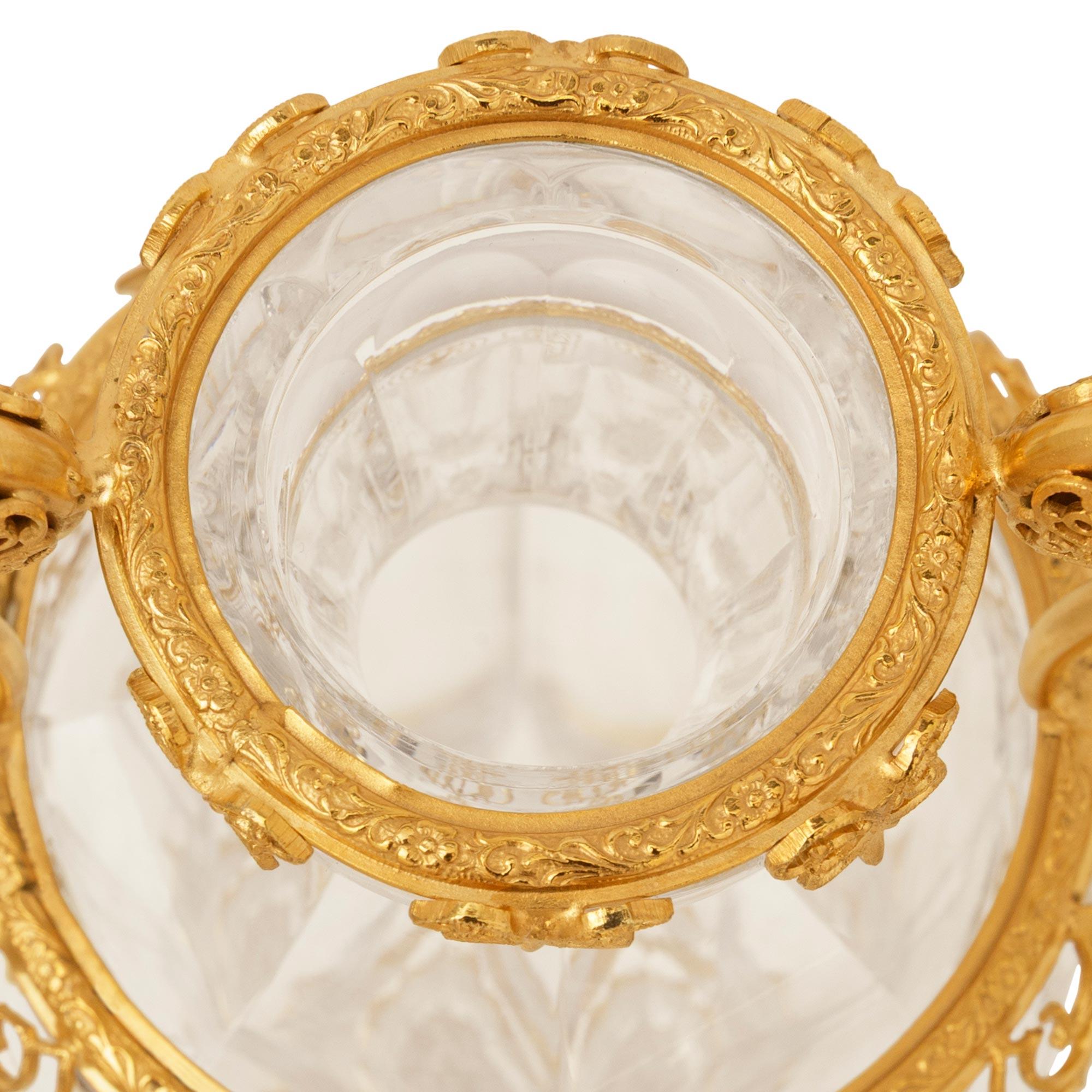 A pair of French 19th century Louis XVI st. Baccarat Crystal and Ormolu vases For Sale 3