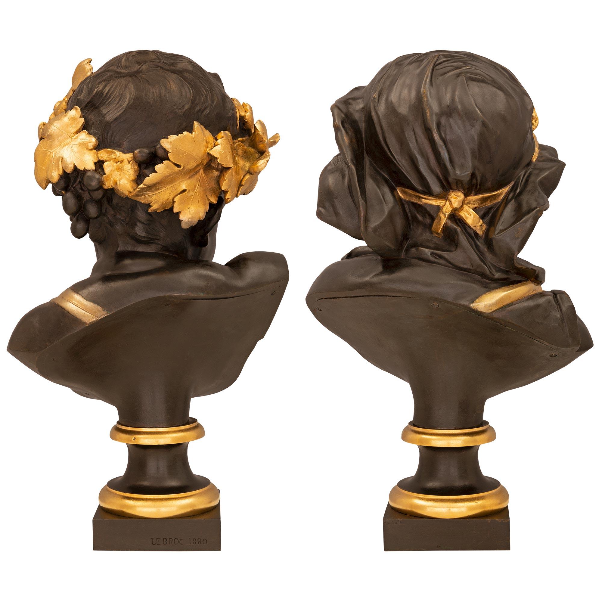 Pair of French 19th Century Louis XVI St. Bronze and Ormolu Cherub Busts For Sale 6