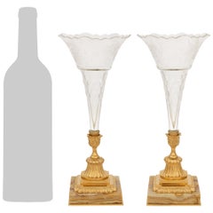 A pair of French 19th century Louis XVI st. Onyx, Ormolu and Crystal vases