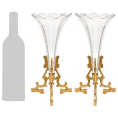 A pair of French 19th century Louis XVI st. Ormolu and Baccarat Crystal vases