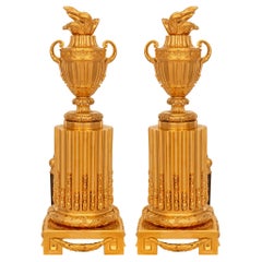 Ein Paar französischer Chenet/Andirons aus Ormolu und Eisen aus dem 19.