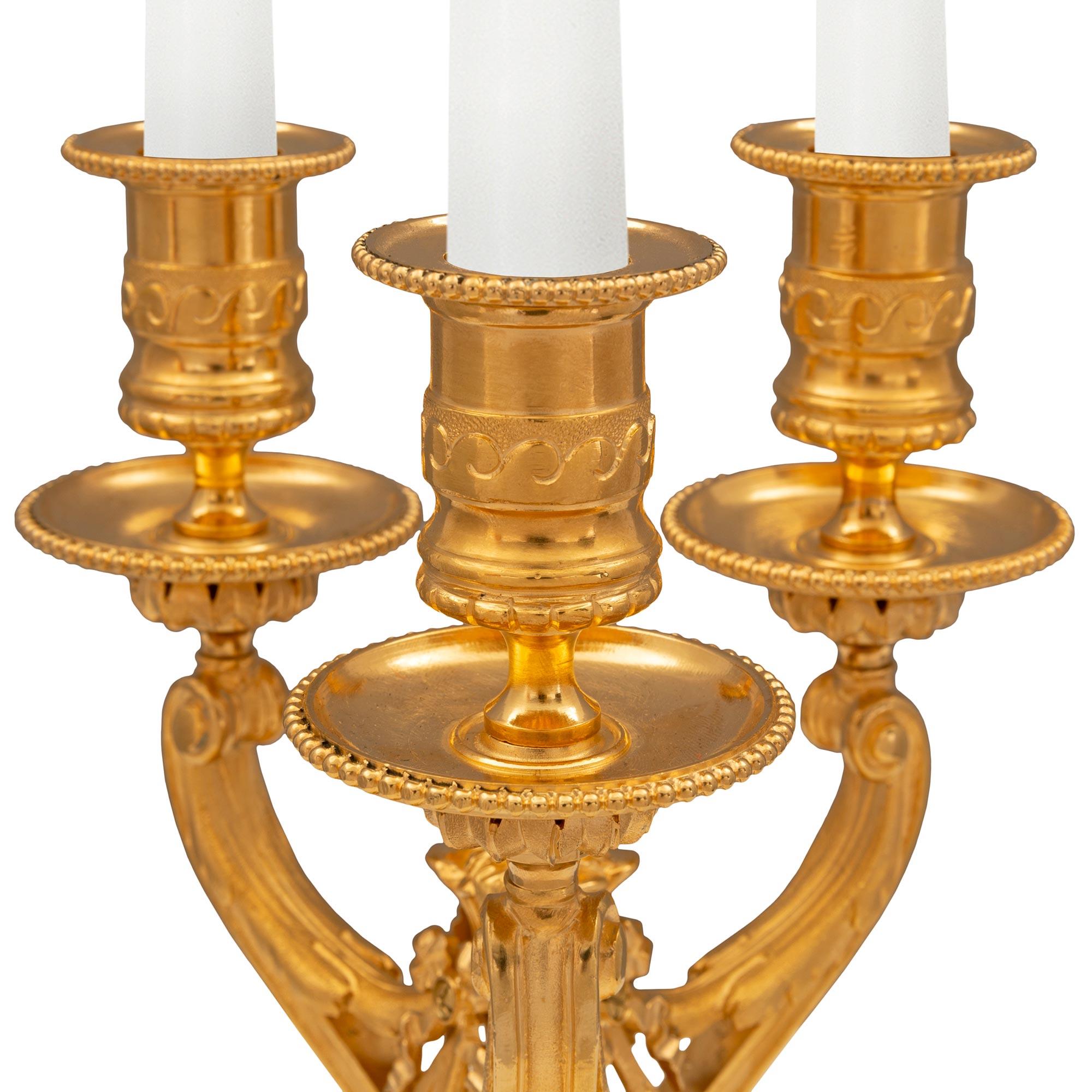 A Pair Of French 19th Century Louis XVI St. Ormolu Candelabras For Sale 1