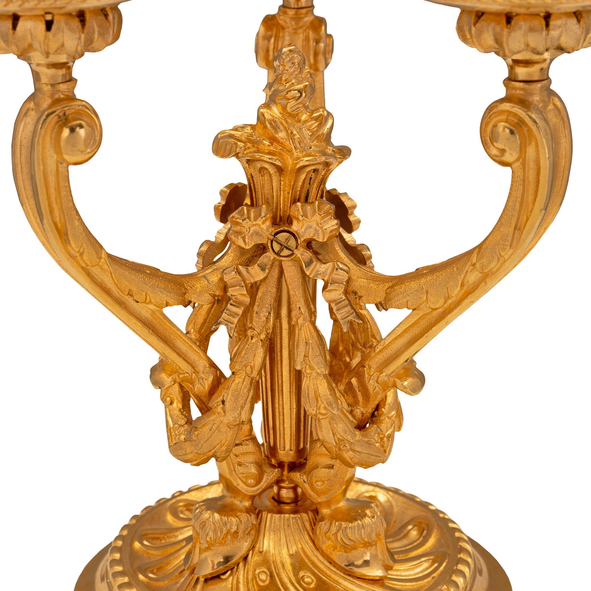 A Pair Of French 19th Century Louis XVI St. Ormolu Candelabras For Sale 3