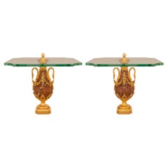 Pareja de muebles franceses del siglo XIX de estilo Luis XVI. Mármol Rouge Griotte