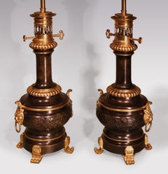 Pair of French 19th Century Moderateur Oil Lamps