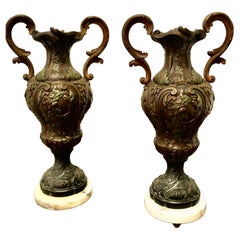Pair of French 19th Century Neo Classical Bronzed Spelter Vases