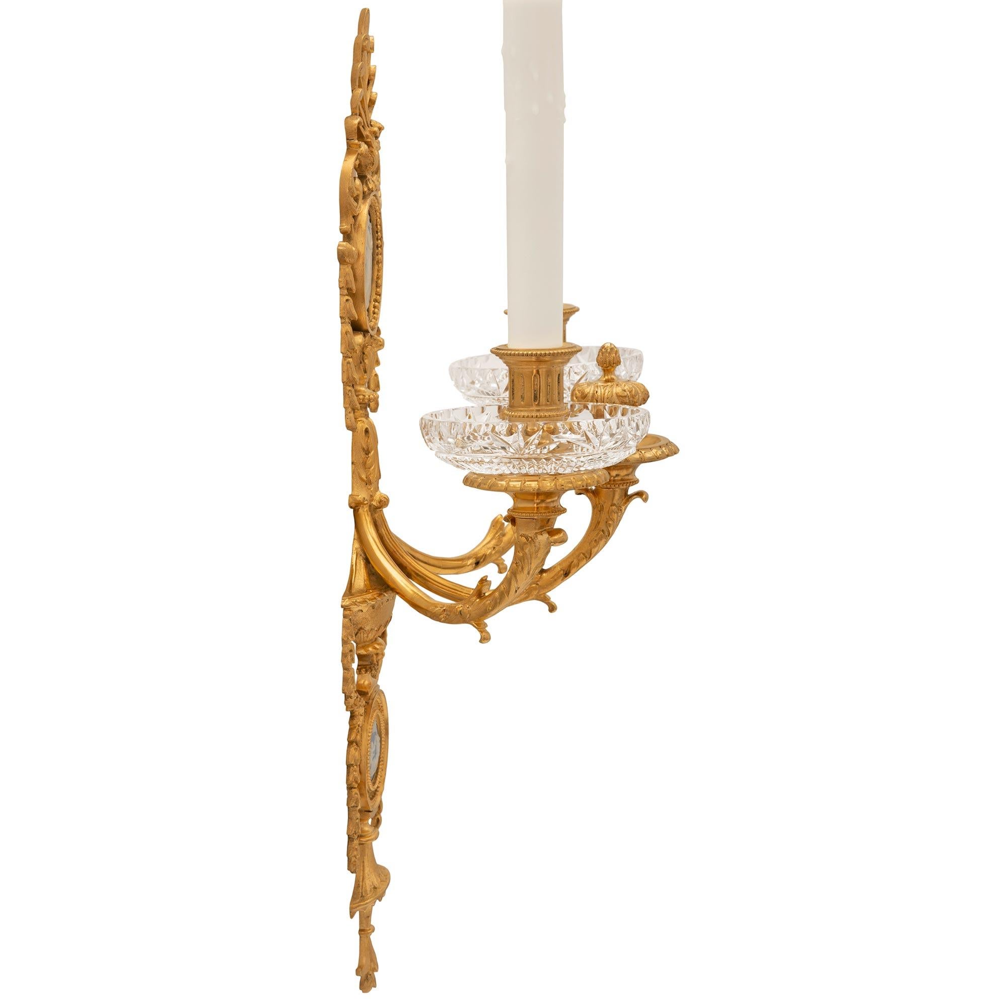 Neoclassical A pair of French 19th century Neo-Classical st. Ormolu, Wedgwood sconces For Sale