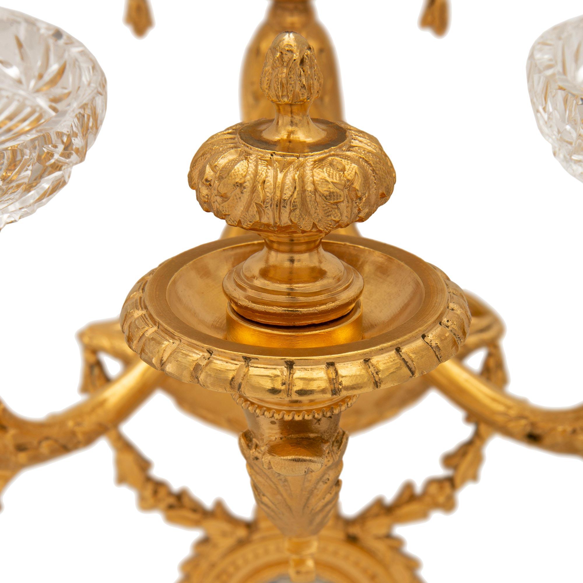 Crystal A pair of French 19th century Neo-Classical st. Ormolu, Wedgwood sconces For Sale